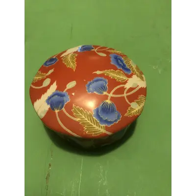 Orange and Blue Floral Lidded Trinket Dish