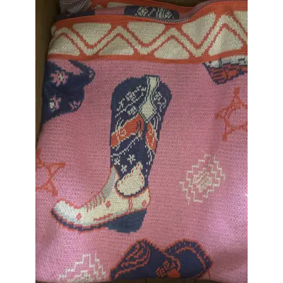 Pink boots throw
