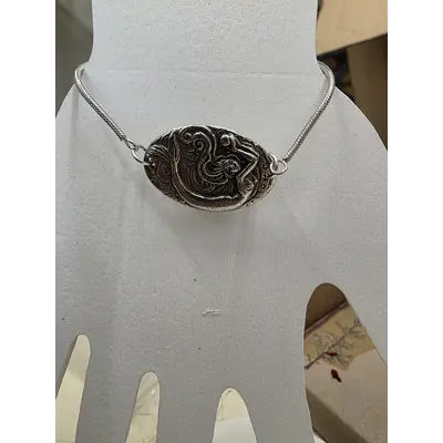 Auth PEWTER Mermaid spell on back