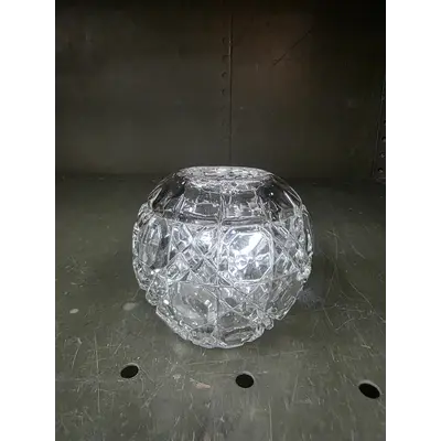 Antique Glass Hexagon Pattern Rose Bowl