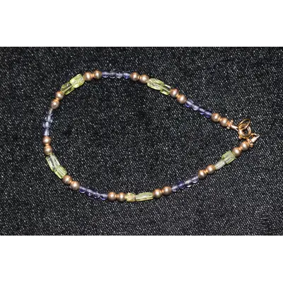 Bracelet, gold filled, semi-precious stones