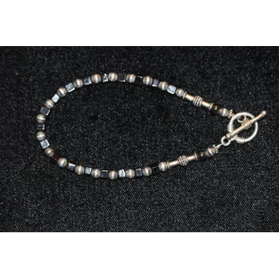 Bracelet, sterling silver, semi-precious stones