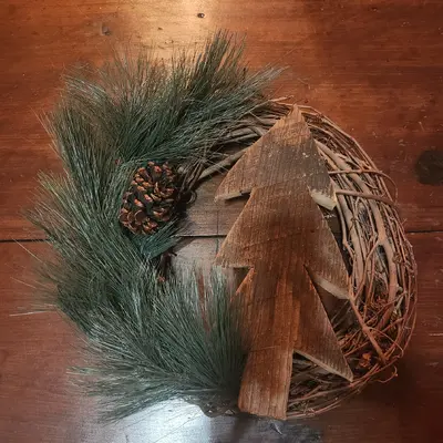 Barn wood tree wreath