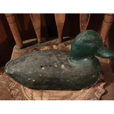 Duck decoy w/ glass eyes