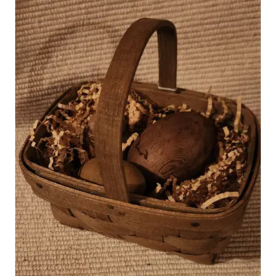 Rustic basket w/ 3 wooden eggs