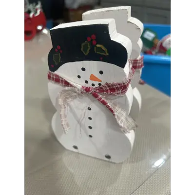 vintage wooden snowman napkin holder