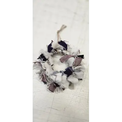 Drop Cloth and Plaid Circle Ornament