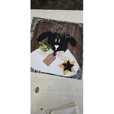 Hand Painted Sheep Rustic Wood Sign