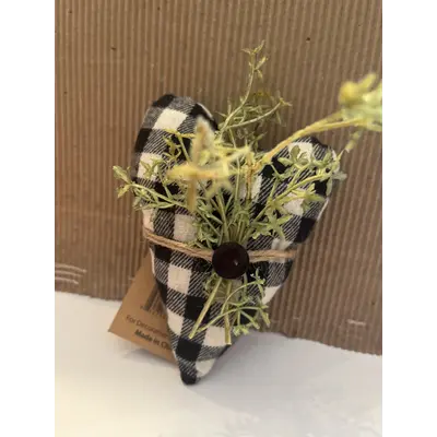 Black and White Buffalo Check Heart