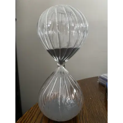 Decorative ribbed handblown glass hourglass sand timer