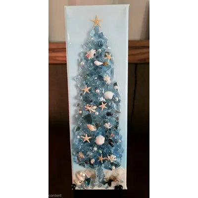 4x12 Blue coastal Xmas Tree w sawtooth hanger