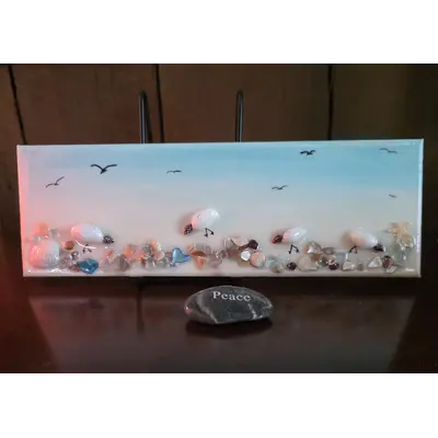 4x12 Abstract seabirds on beach