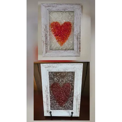 4x6 Glass red heart