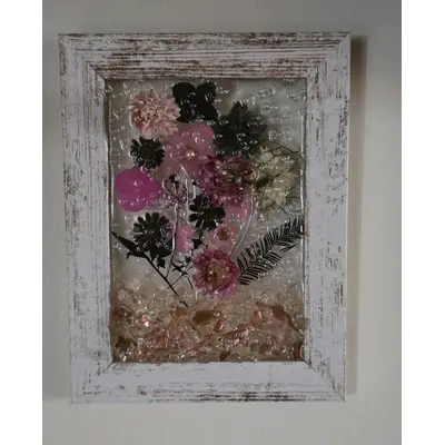 5x7 Pink/Blk floral picture
