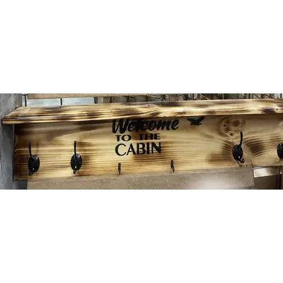 Coat rack: welcome to the cabin
