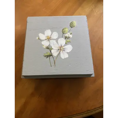 Small wooden lazy Susan grey with flowers