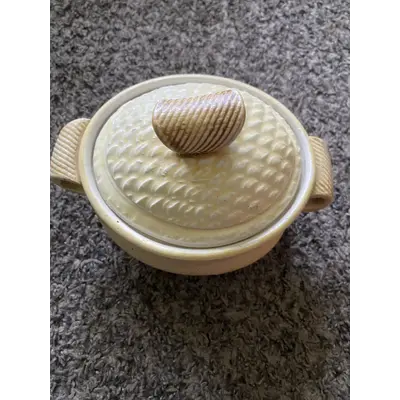 Hand made pottery dish with lid