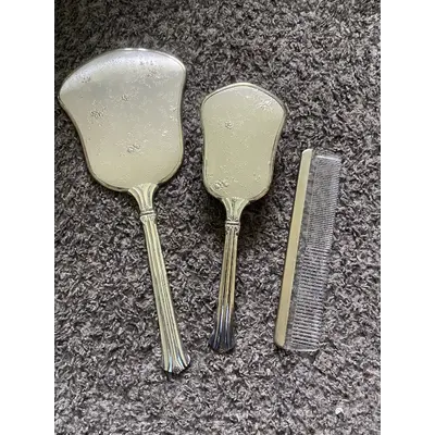 3 piece dresser set Silver plate