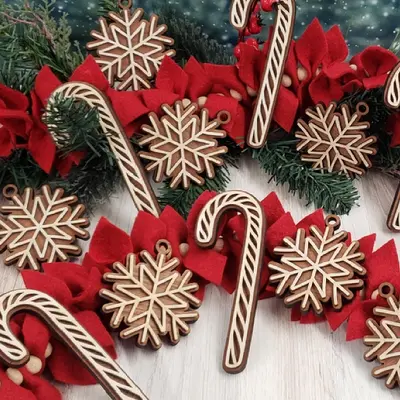 Wooden Gingerbread Snowflake Ornaments