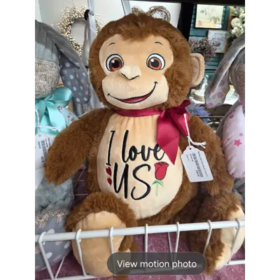 Monkey with Embroidered I Love Us