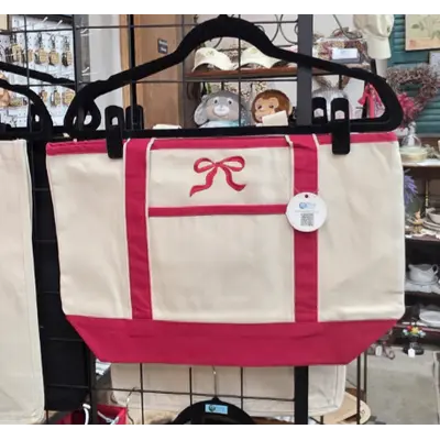 Red Bow Canvas Tote