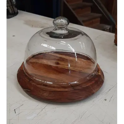 Cloche with wood base