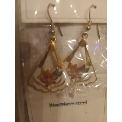 Upcycled vtg cloisonne' pierced hypoallergenic earrings