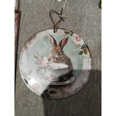 Tin 8 inch bunny sign