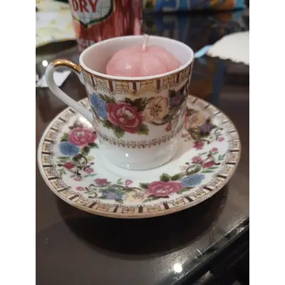 Vintage Japan demi cup with candle