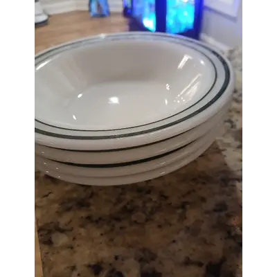 4 Vintage Pyrex tableware by corning 6 in bowls double green stripe