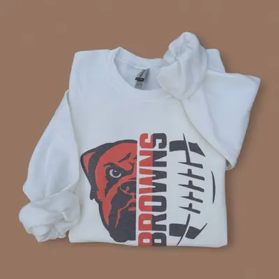Adult S Browns Split Design Crewneck