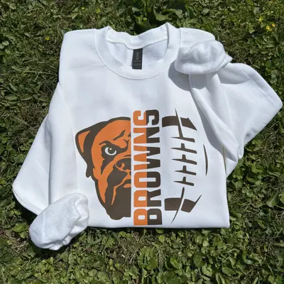 Adult L Browns Split Design Crewneck