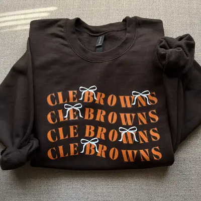 (Brown) Adult M Cle Browns x4 Crewneck
