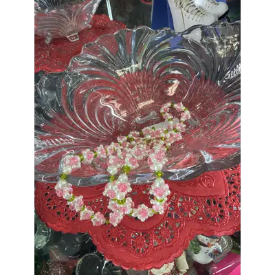 Beaded pink green white necklace