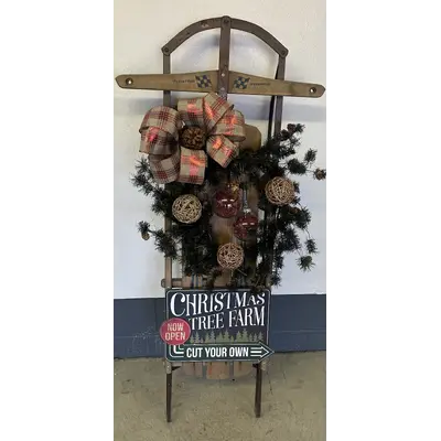 Vintage Christmas Tree Sign Sled