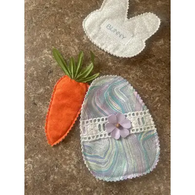 Handmade by Sally bunny, carrot, and egg Easter set