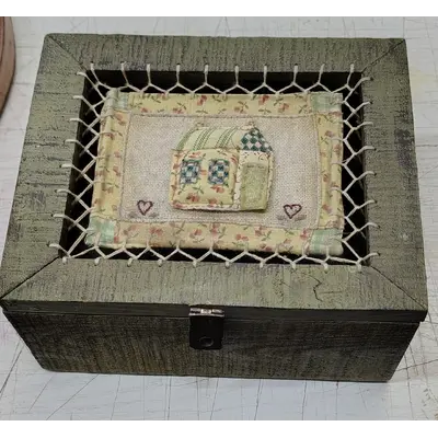 Handmade Wood and fabric Box kw