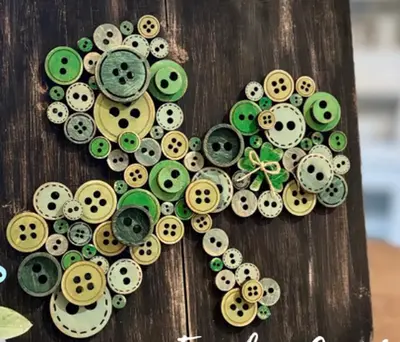Image for Wooden Button Shamrock Decor